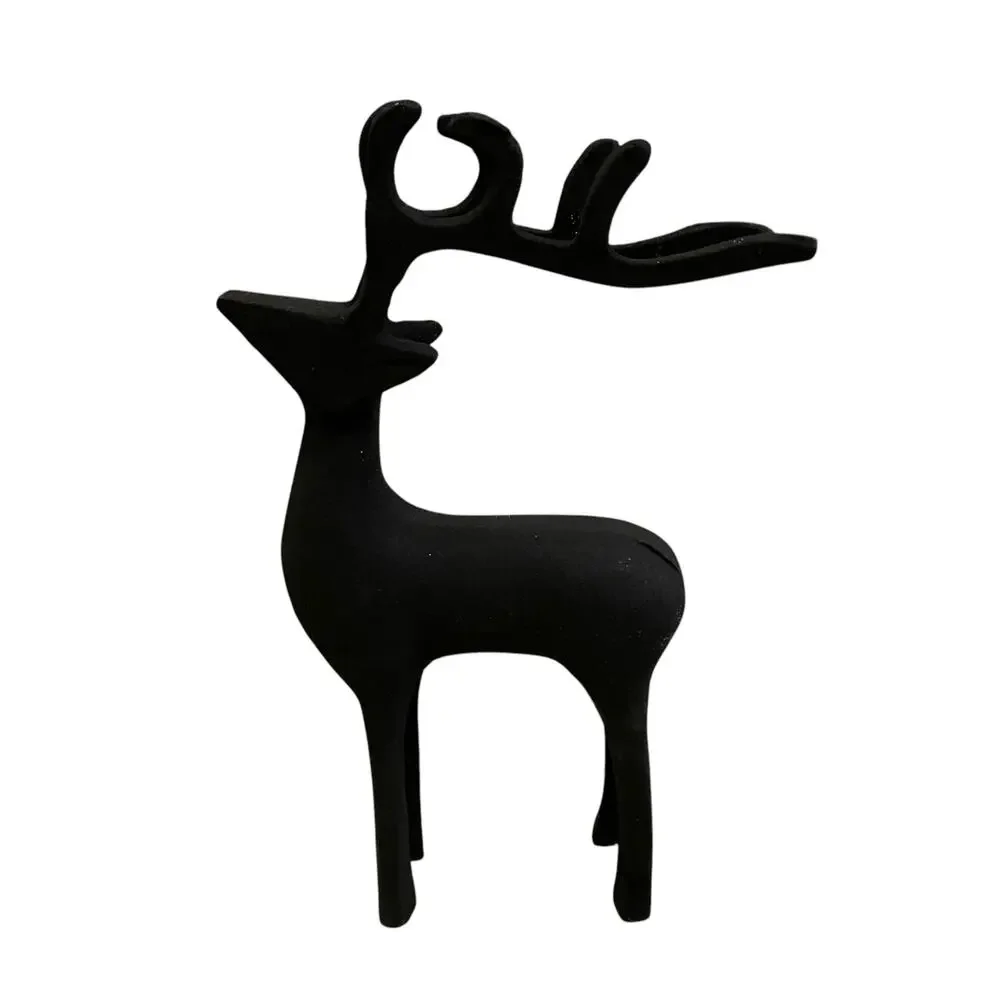 Set of 2 Black Metal Christmas Reindeer 11in Made in India Holiday Decor New